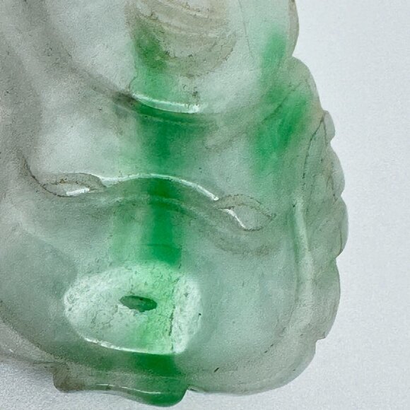 Laughing Buddha Jade Pendant With 14K Gold Bail - Picture 10 of 12